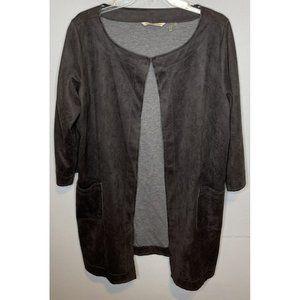 Soft surroundings open front long cape cardigan jacket women's size Medium Grey